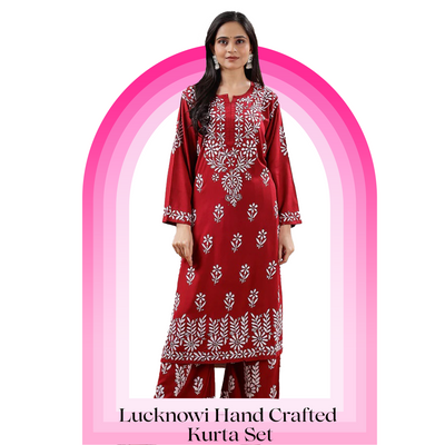 Lucknowi Hand Crafted Kurta Set