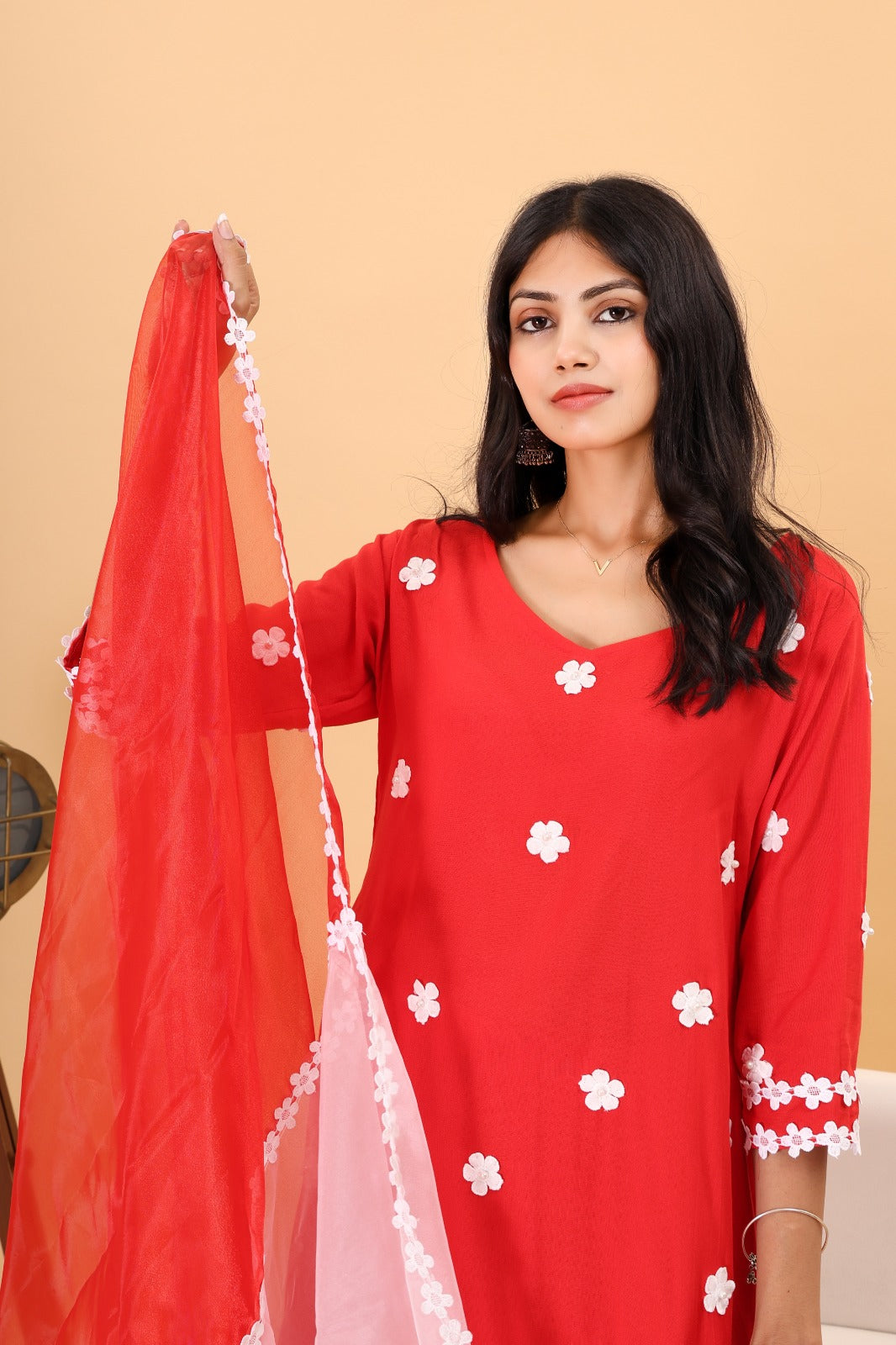 Celina Gulabi Dhaga’s Dreamy Red Kurta Set with Dupatta