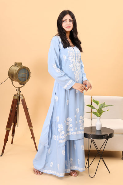 Karishma Gulabi Dhaga's Authentic Chikankari Sharara Set