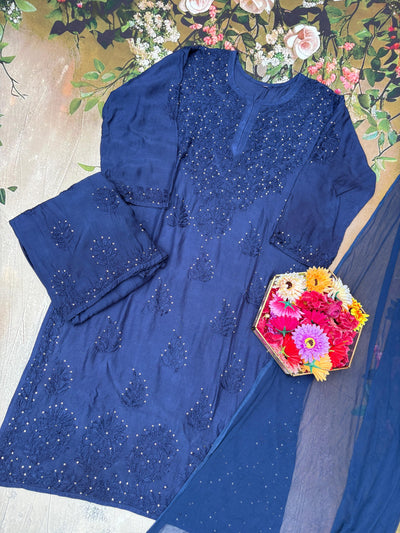 Nazakat Sitara Authentic Lucknowi Kurta Set with Dupatta