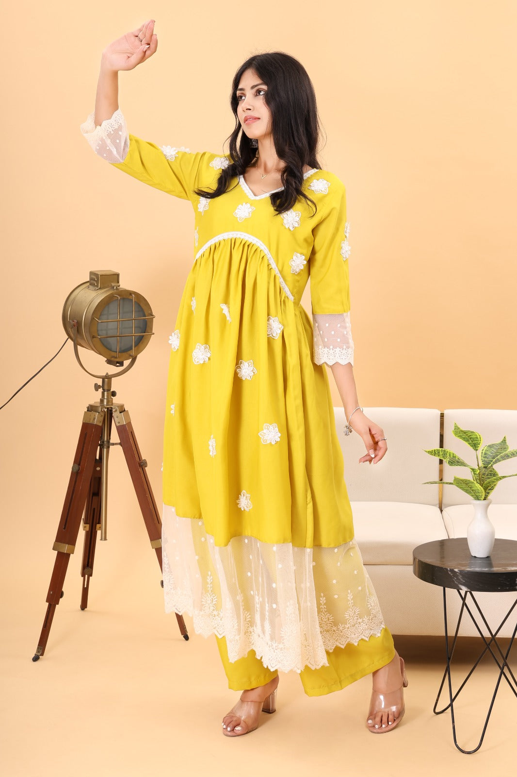 Gulabi Dhaga's Yellow Designer Kurta Set