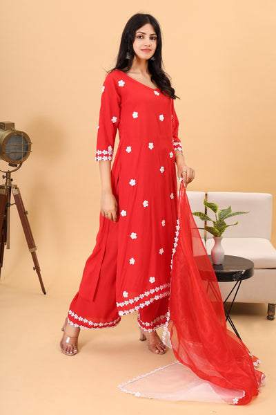 Celina Gulabi Dhaga’s Dreamy Red Kurta Set with Dupatta