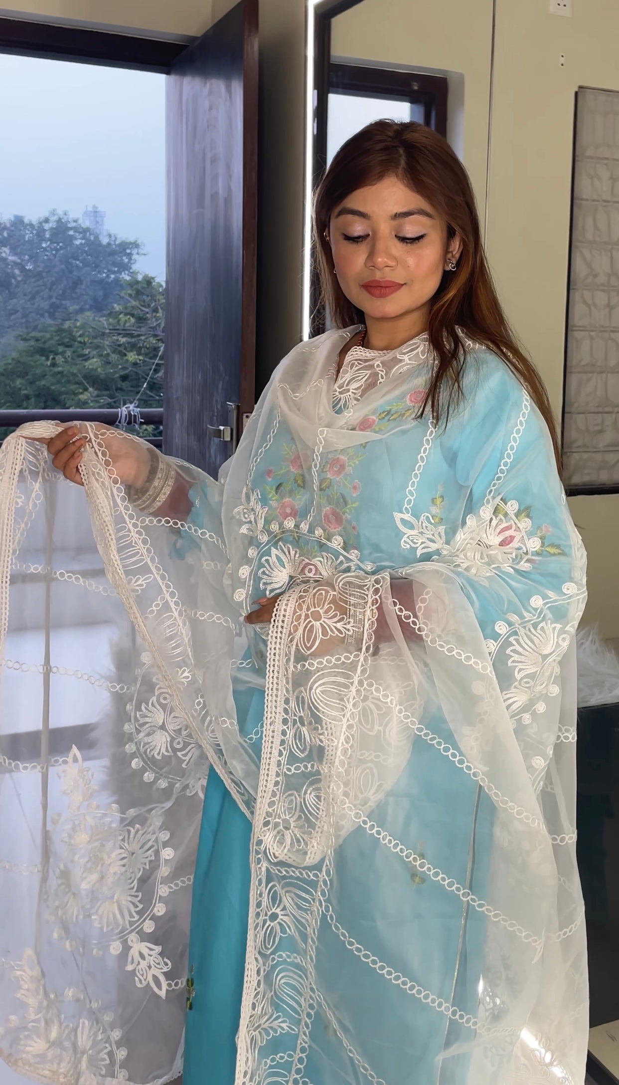 Chikankari Organza Dupatta