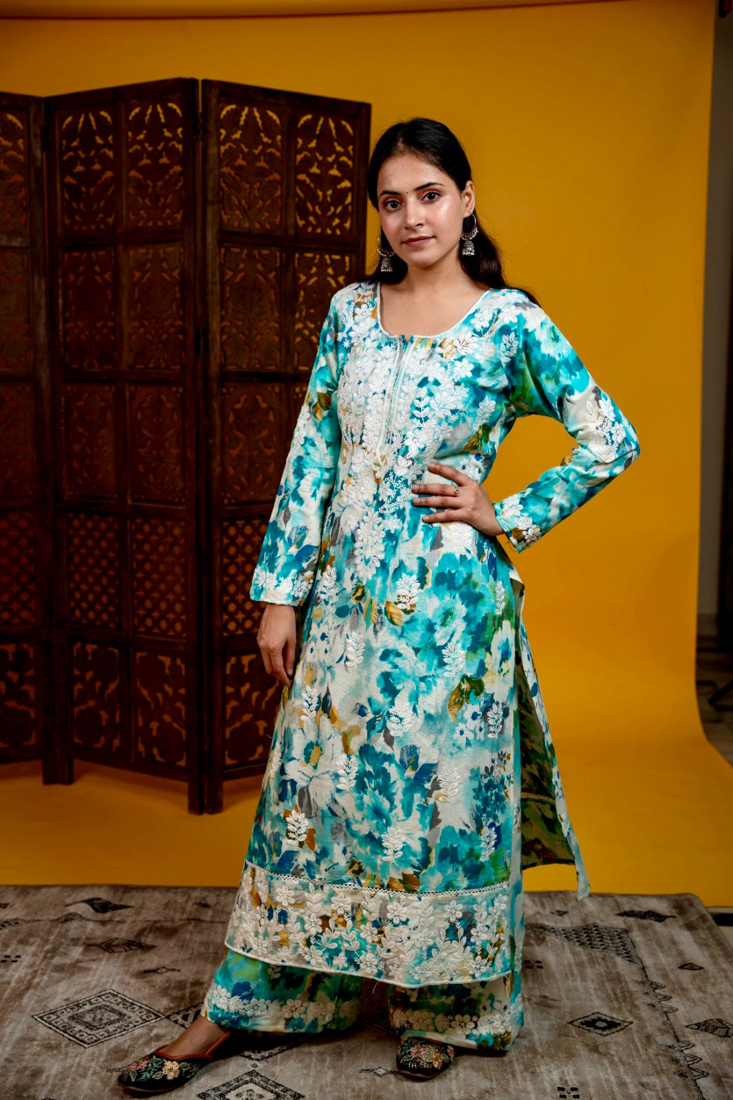 Sara Authentic Lucknowi Kurta Palazzo Set