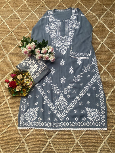 Afreen Authentic Lucknowi kurta Palazzo Set