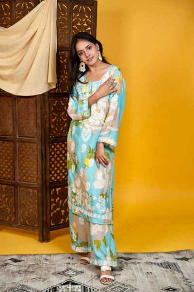 Sara Authentic Lucknowi Kurta Palazzo Set