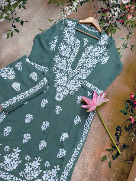 Aisha Authentic Lucknowi kurta Palazzo Set