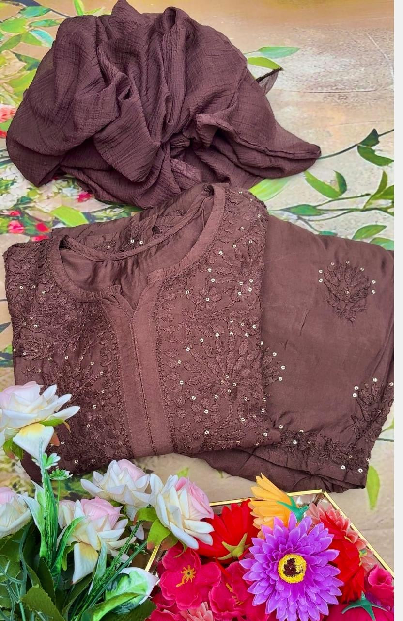 Nazakat Sitara Authentic Lucknowi Kurta Set with Dupatta