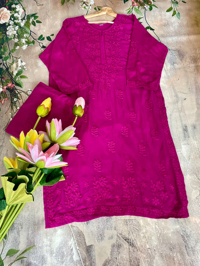 Roshni Gulabi Dhaga Kurta Set