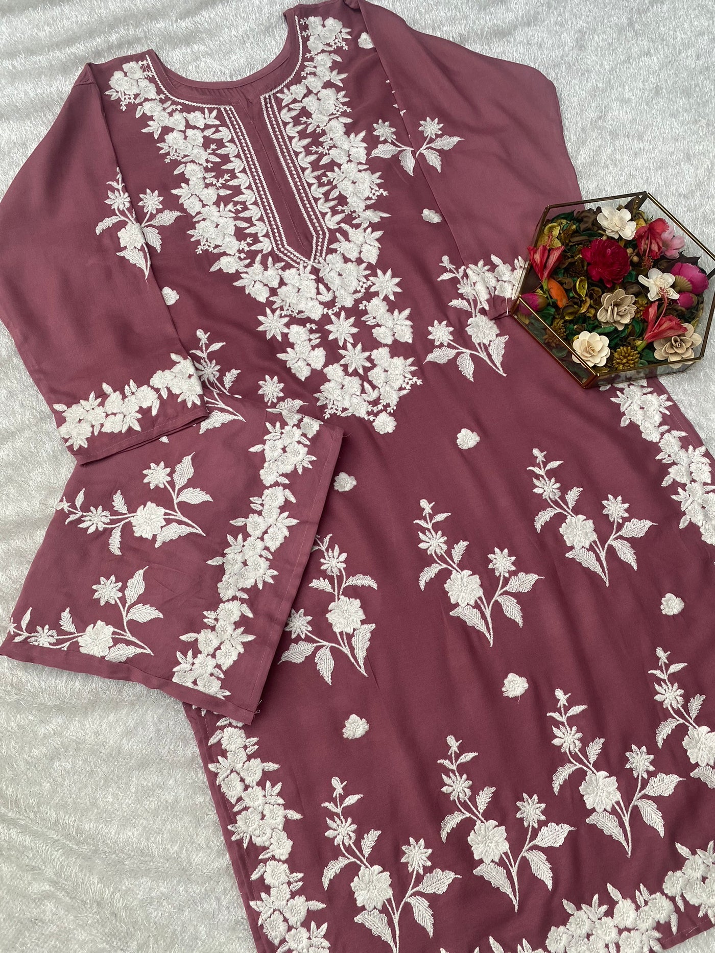 Afreen Authentic Lucknowi kurta Palazzo Set