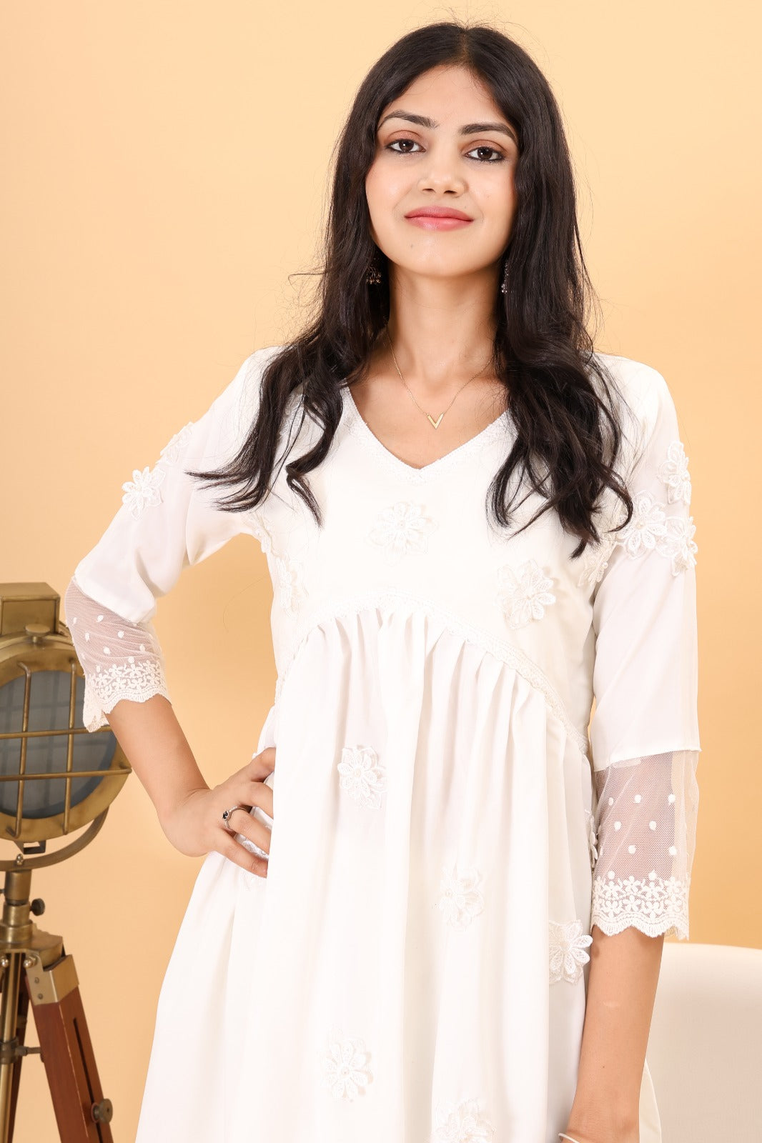 Gulabi Dhaga's Pearl White Designer Kurta Set