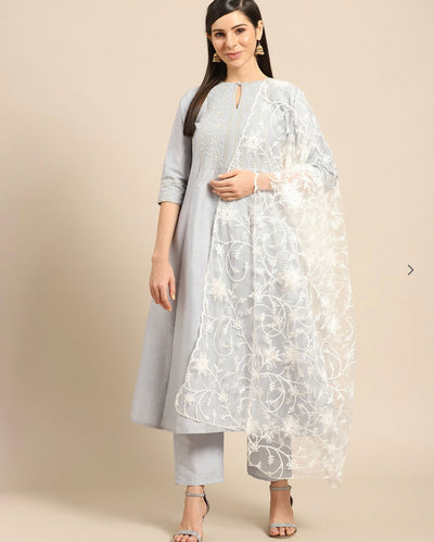 Chikankari Dupatta in Net Fabric