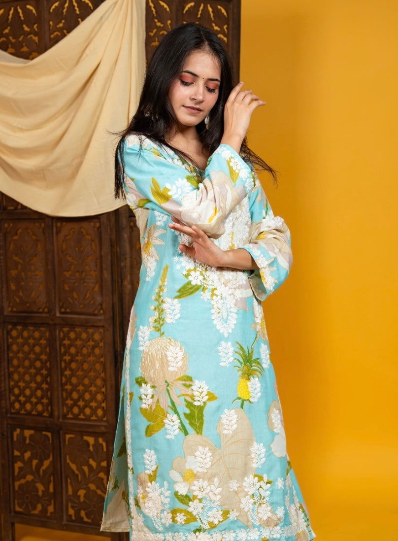 Sara Authentic Lucknowi Kurta Palazzo Set