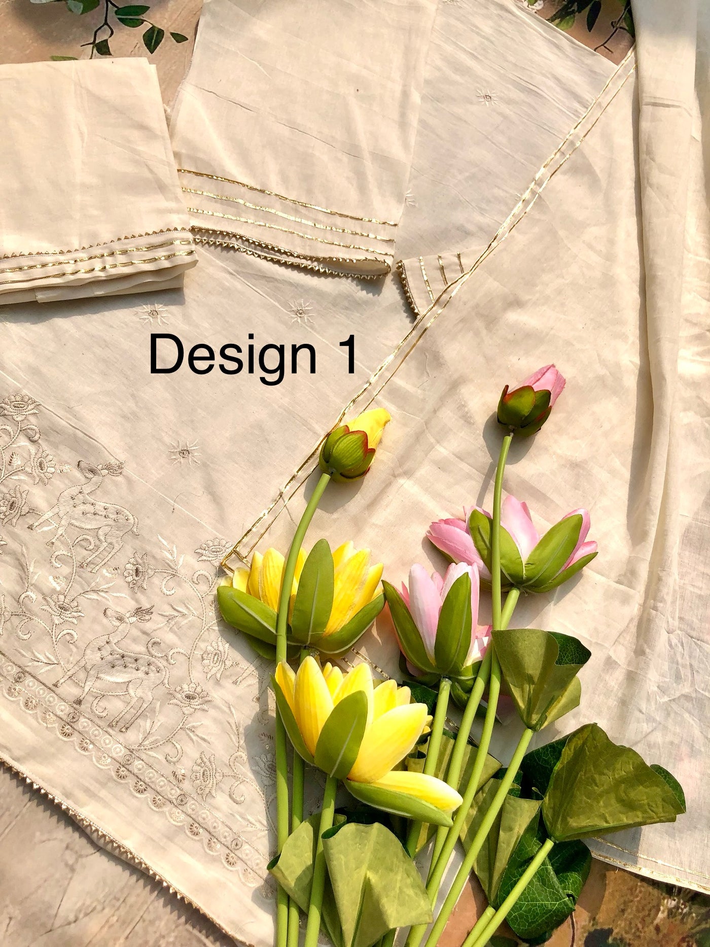 Manzil unstitched 3 piece set