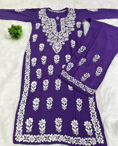 Aisha 1 Authentic Lucknowi kurta Palazzo Set