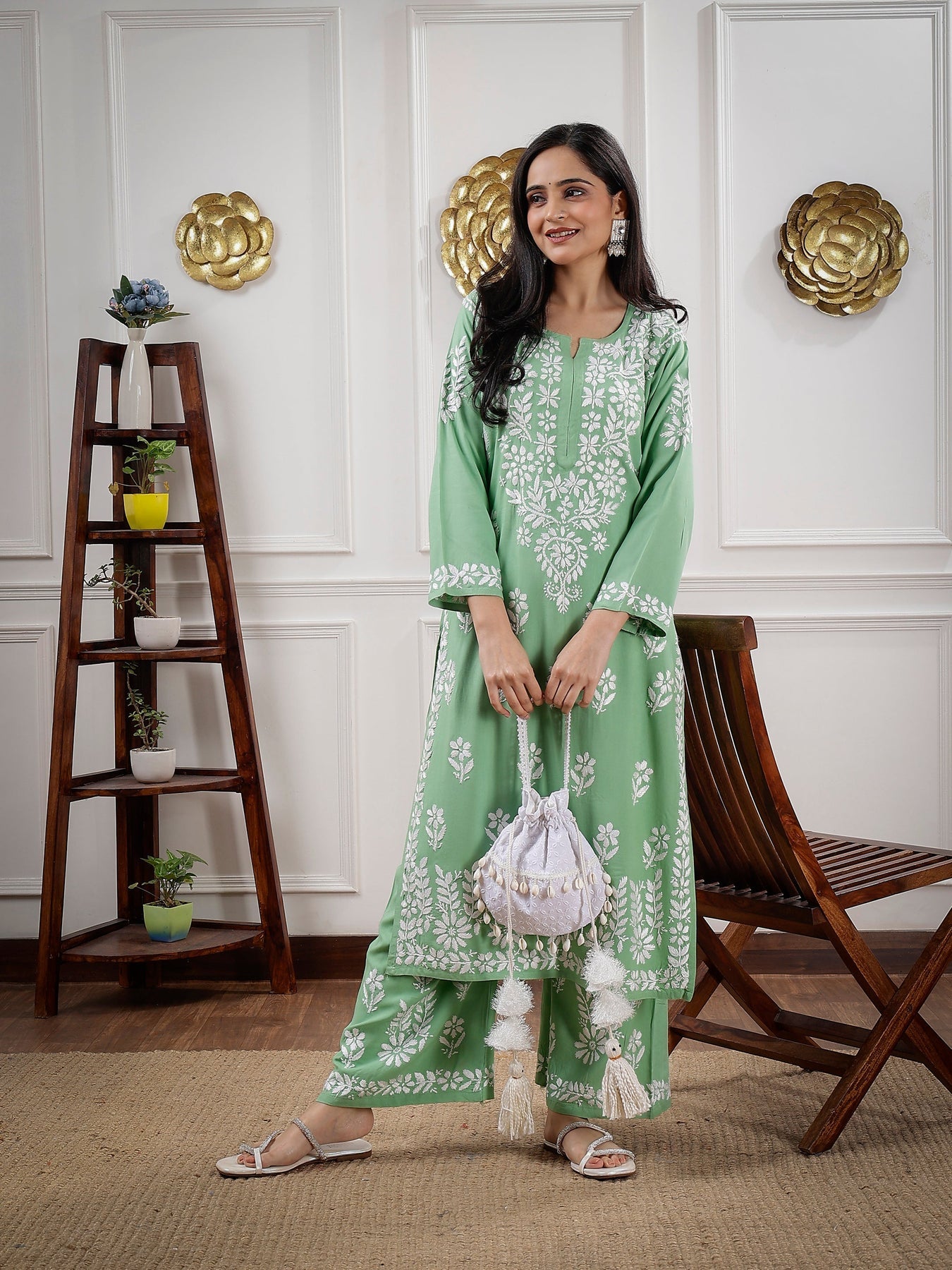 Aisha Gulabi Dhaga's Authentic Chikankari Kurta Set