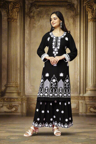 Authentic Chikankari Black Sharara Set