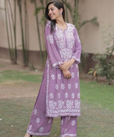 Aisha Gulabi Dhaga's Authentic Chikankari Kurta Set