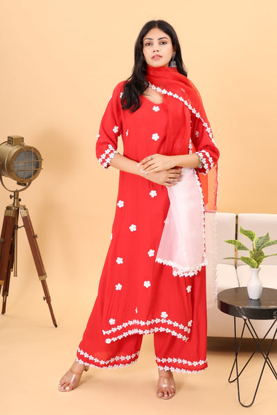 Celina Gulabi Dhaga’s Dreamy Red Kurta Set with Dupatta