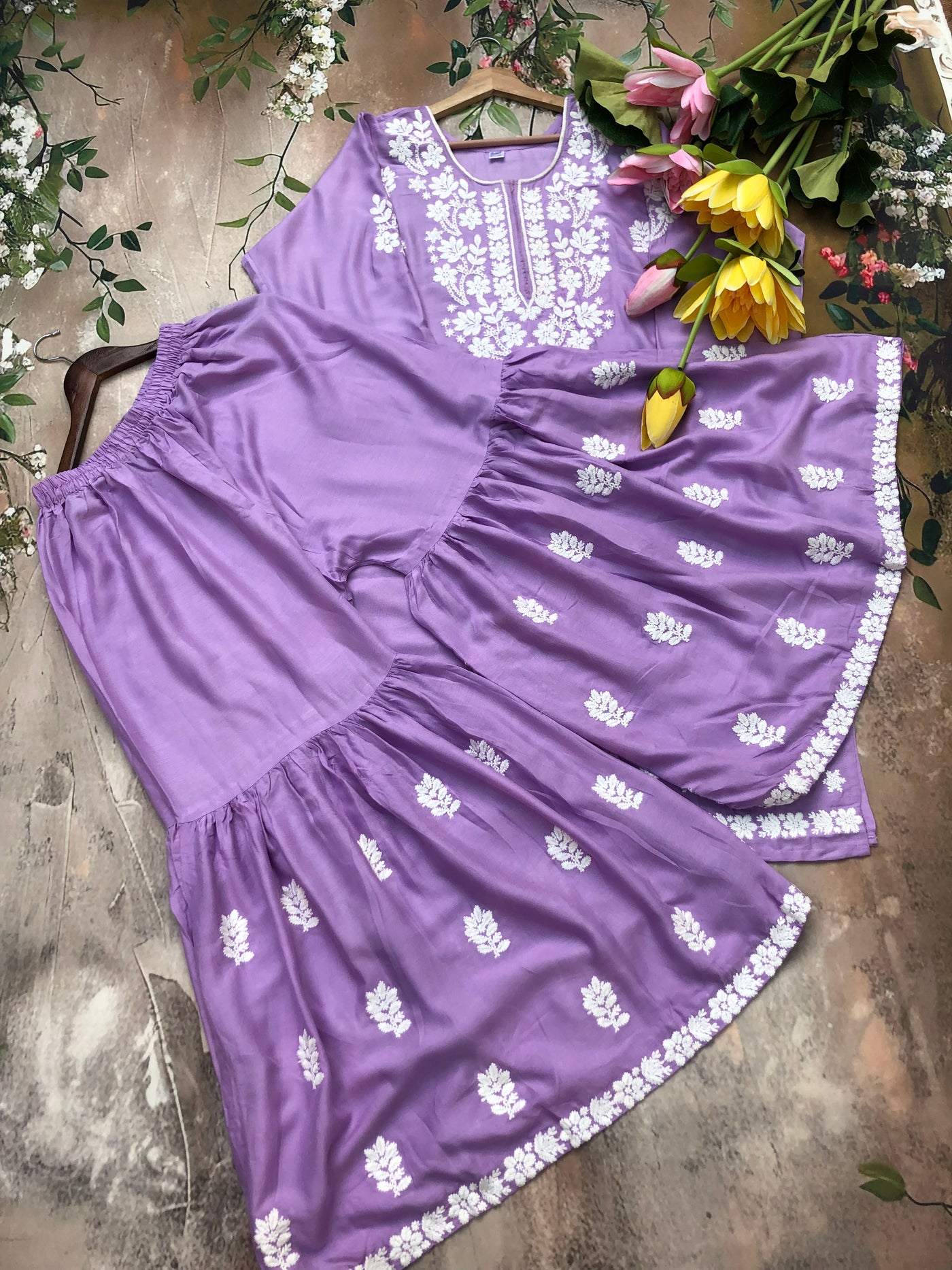 Karishma Gulabi Dhaga's Authentic Chikankari Sharara Set