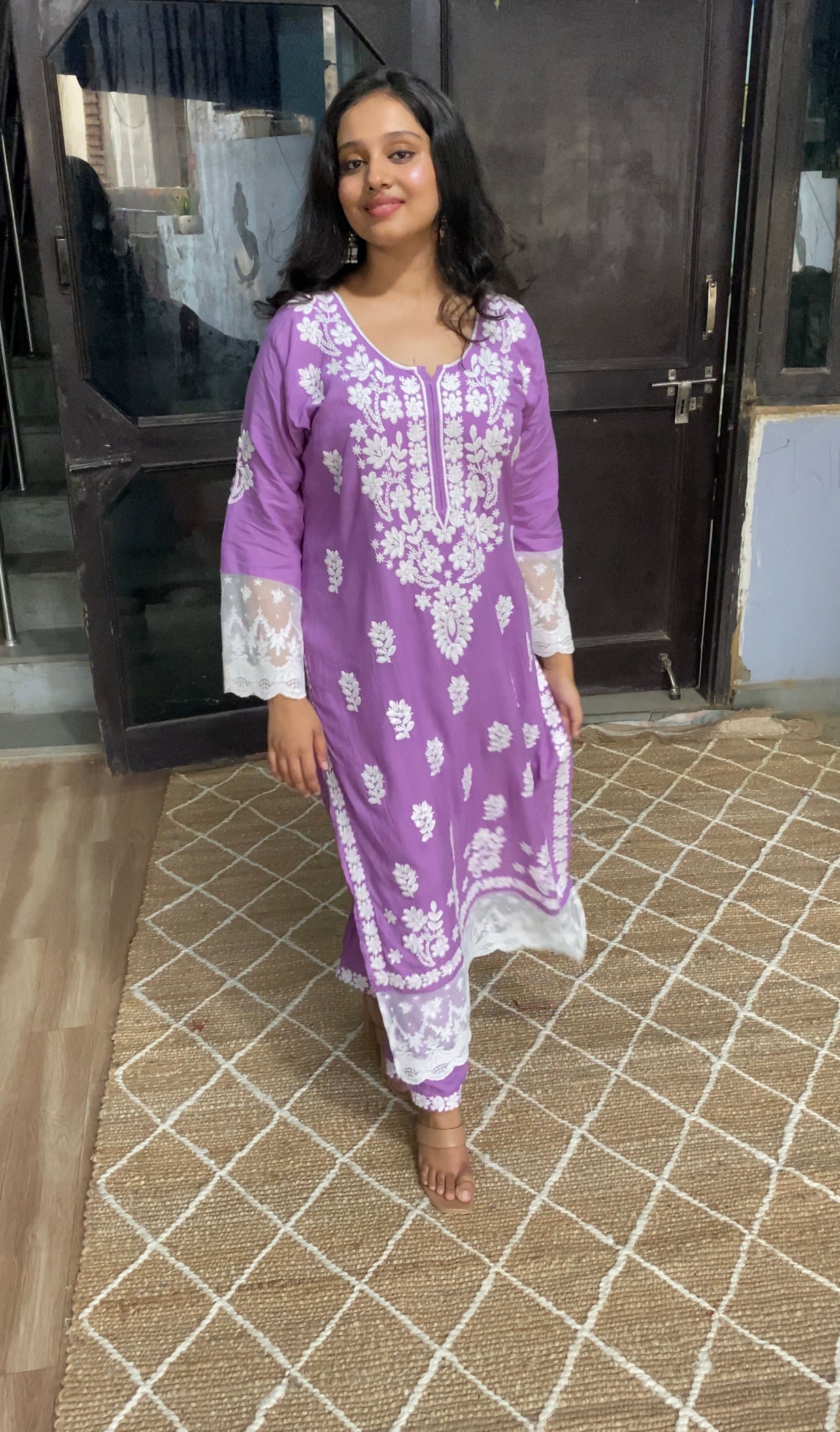 Gulabi Dhaga's Authentic Chikankari long kurta Set