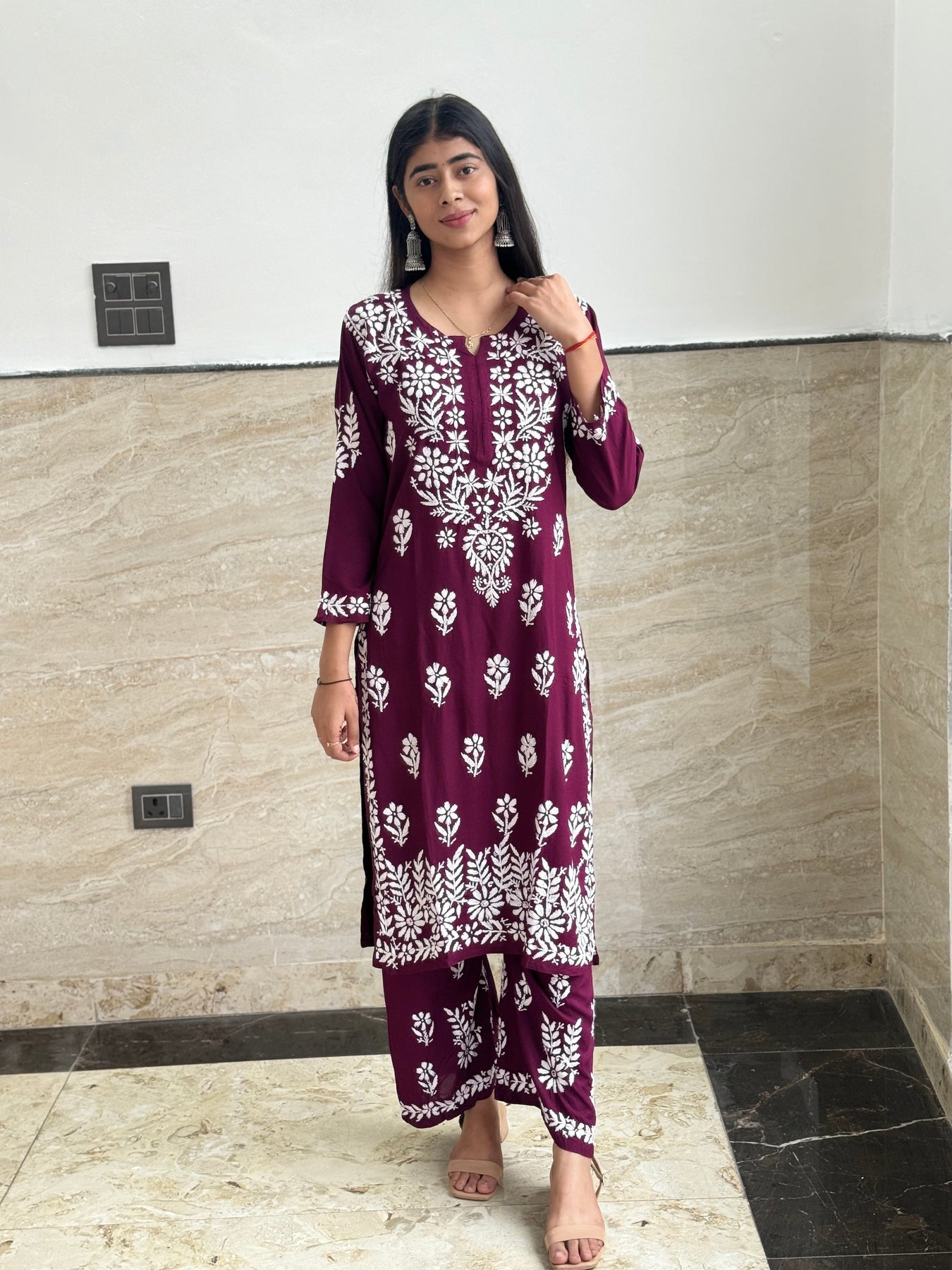 Aisha Gulabi Dhaga's Authentic Chikankari Kurta Set