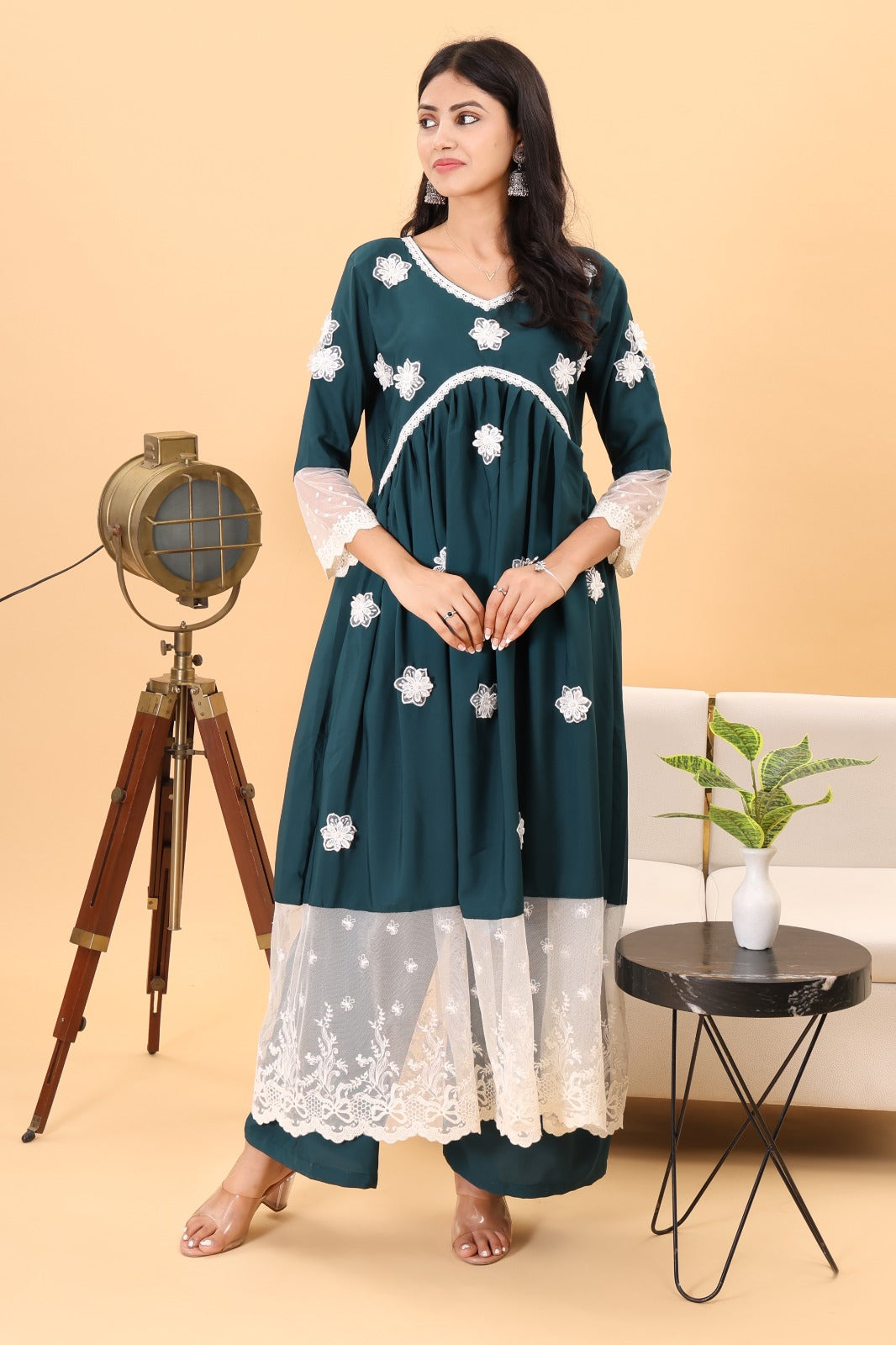 Gulabi Dhaga's Teal Green Designer Kurta Set