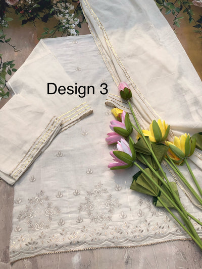 Manzil unstitched 3 piece set