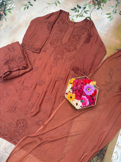 Nazakat Sitara Authentic Lucknowi Kurta Set with Dupatta