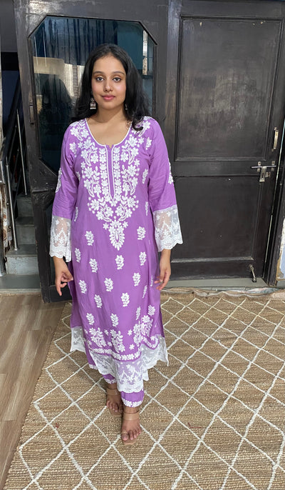 Gulabi Dhaga's Authentic Chikankari long kurta Set