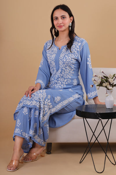 Aisha Authentic Lucknowi kurta Palazzo Set