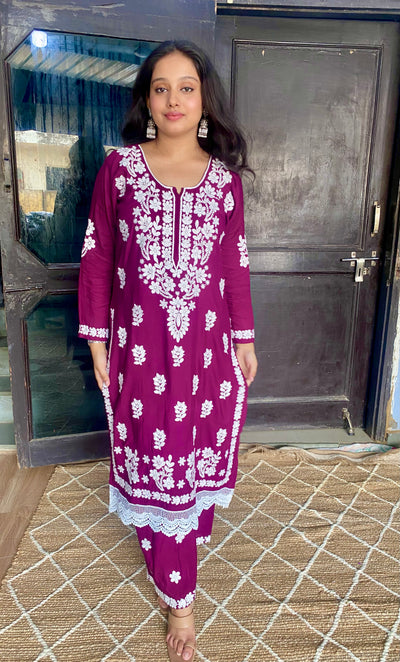 Naisha Authentic Lucknowi Kurta Set with intricate detailing