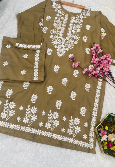 Aisha Authentic Lucknowi kurta Palazzo Set