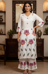 White ( multi color thread embroidery)