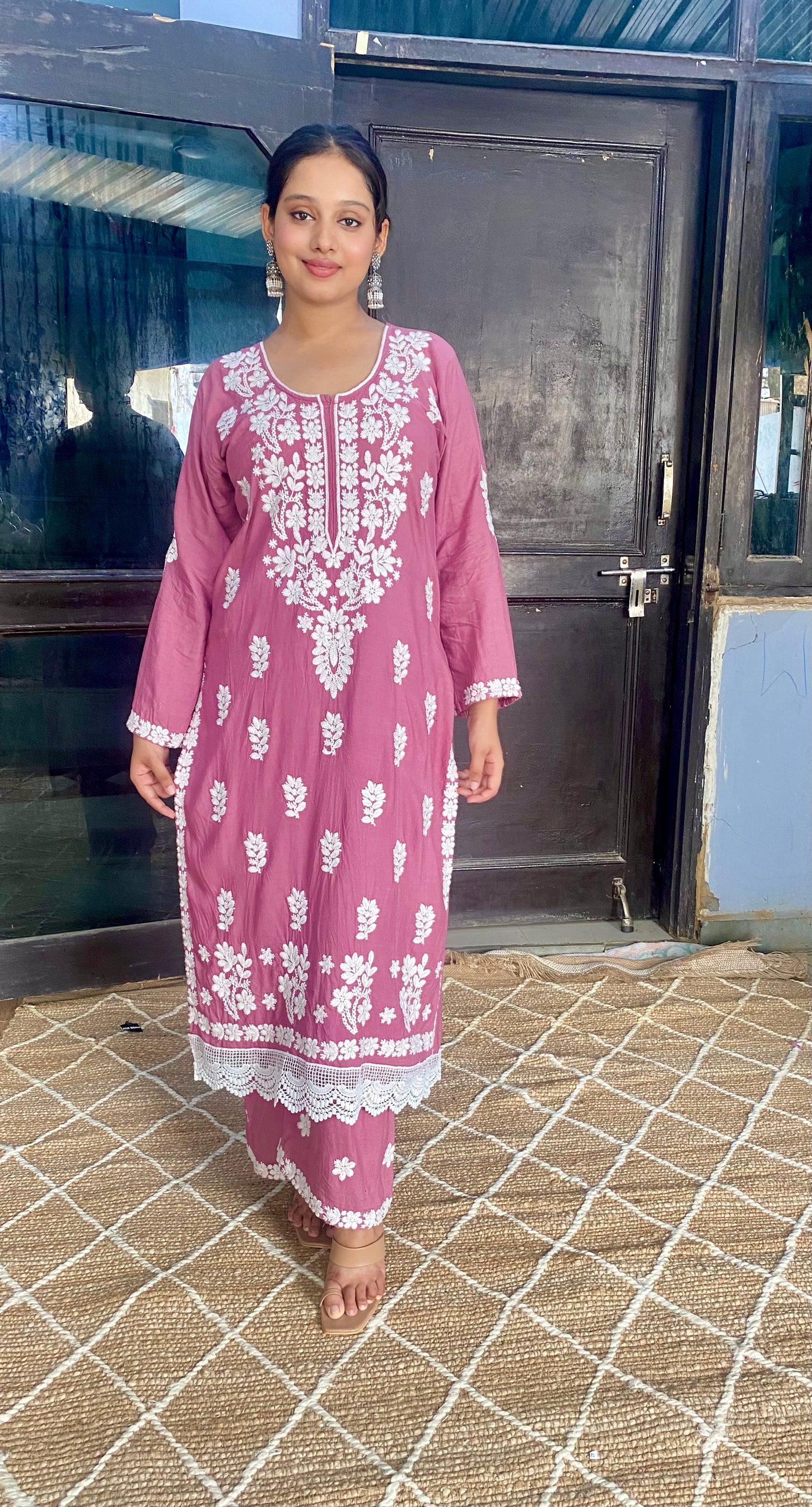 Naisha Authentic Lucknowi Kurta Set with intricate detailing