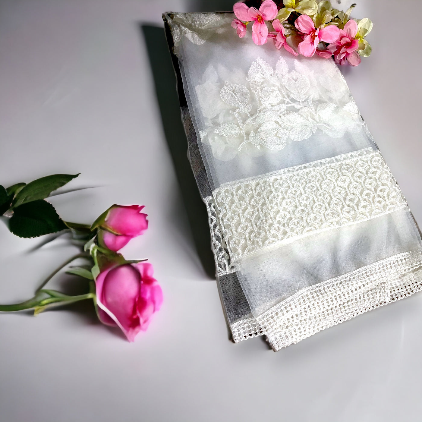 Chikankari Dupatta in Soft Net Fabric