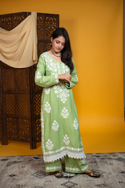 Haya Authentic Lucknowi kurta Palazzo Set