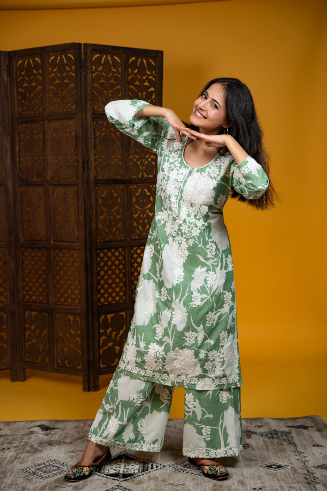 Sara Authentic Lucknowi Kurta Palazzo Set