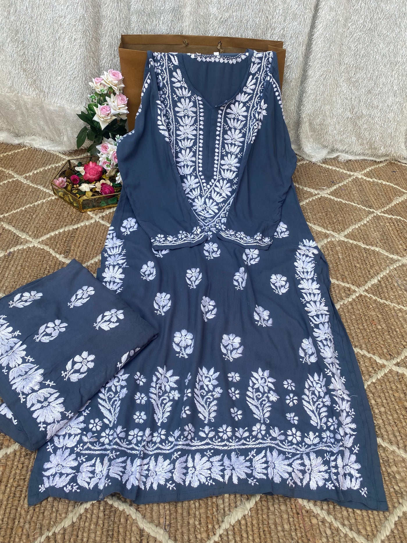 Raysha Gulabi Dhaga's Authentic Chikankari Kurta Set