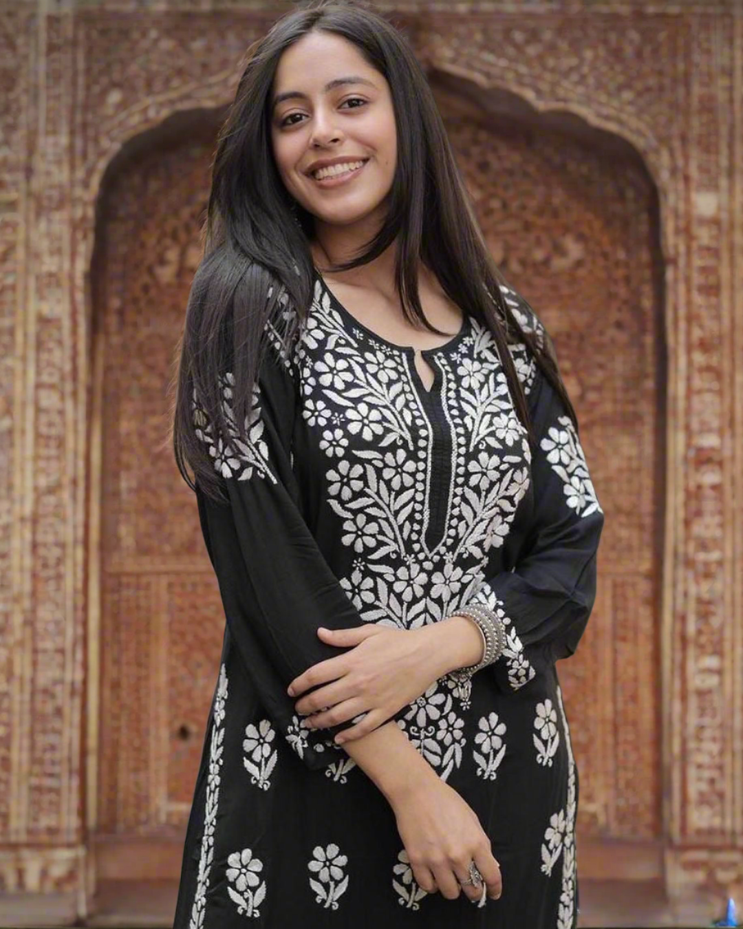 Gulabi Dhaga's Authentic Black Chikankari Kurta Set