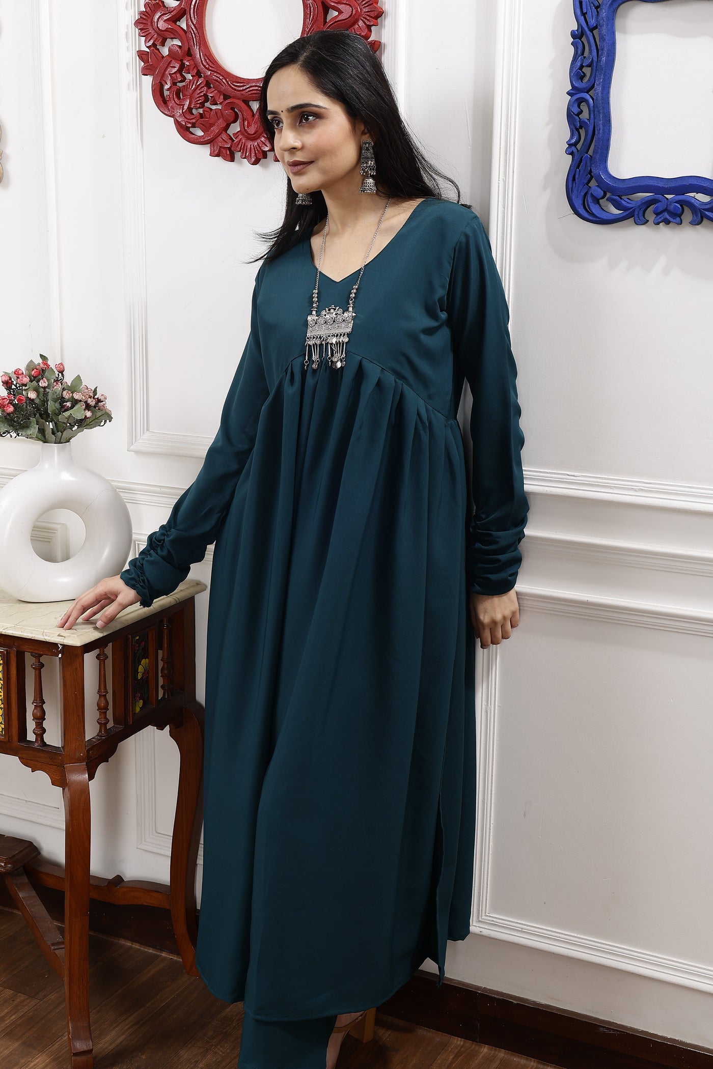 GD's Paradise Green  Stylish Gathered Kurti set