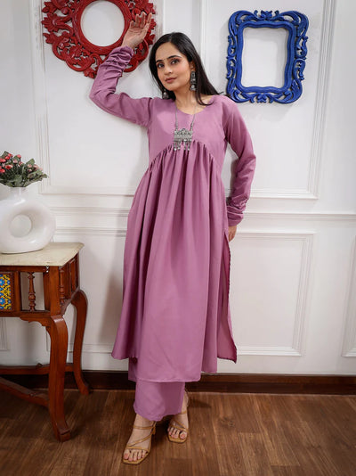 GD's Soft Lavender  Stylish Gathered Kurti set