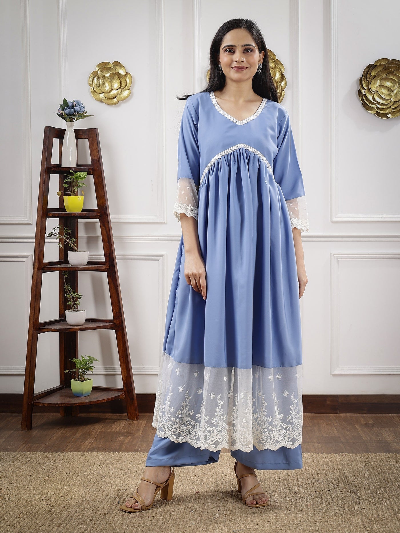 GD's Powder Blue Chikankari Alia Cut Dress gulabidhaga GD's Powder Blue Chikankari Alia Cut Dress gulabidhaga