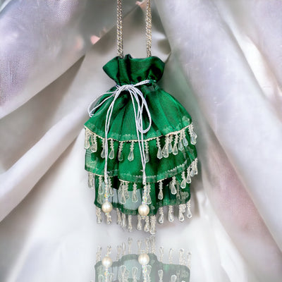 Green Crystal Potli Bag